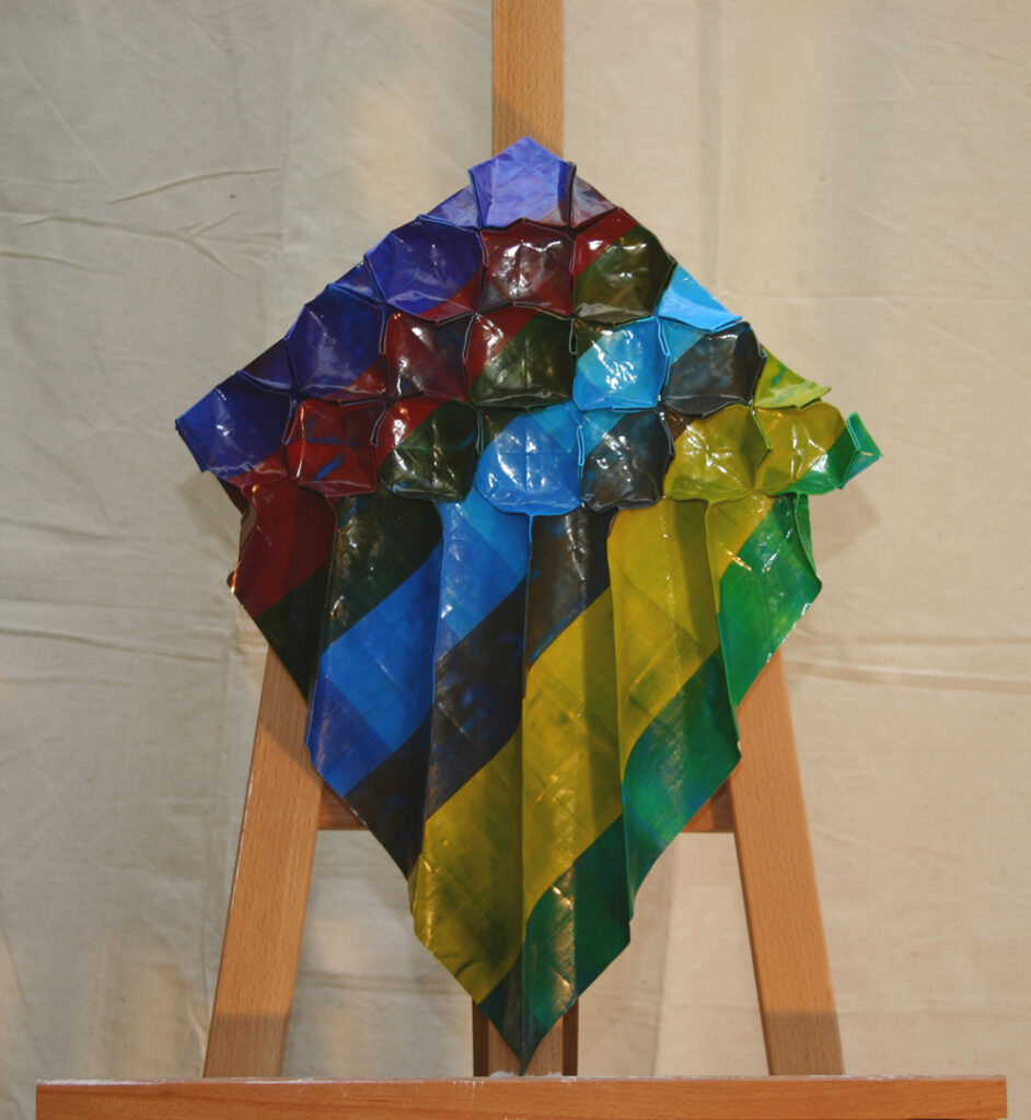 Acrylic paint, canvas and aluminium foil 43 x 58 cm