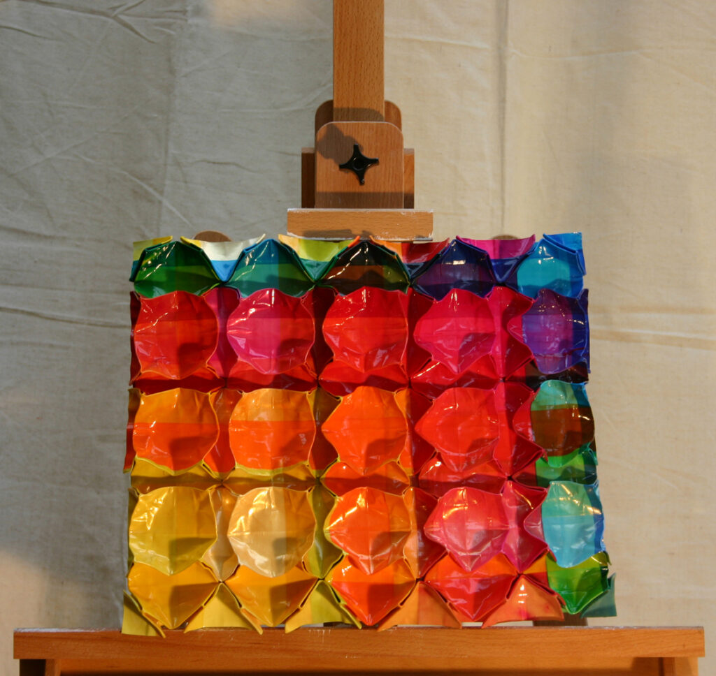 Acrylic paint, canvas and aluminium foil 40 x 32 cm