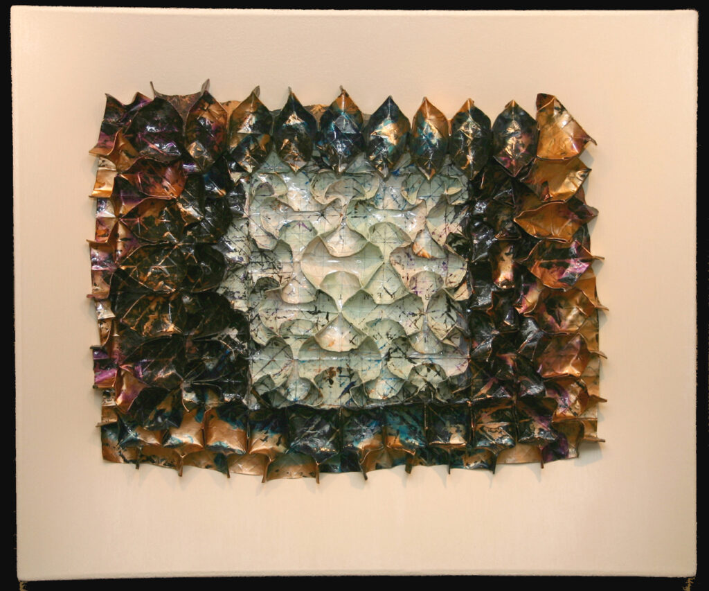 Acrylic paint, paper, aluminium foil 64 x 53.5 cm