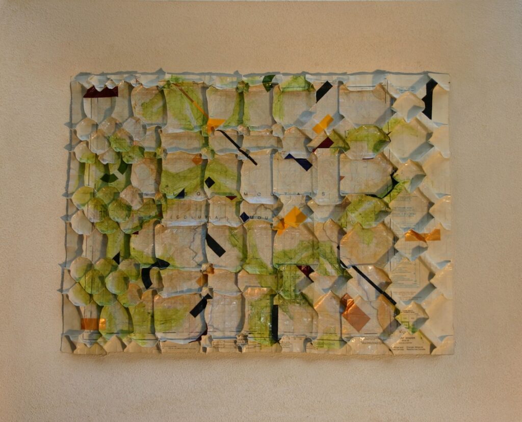 Acrylic paint, paper, aluminium foil 91.5 x 74 cm