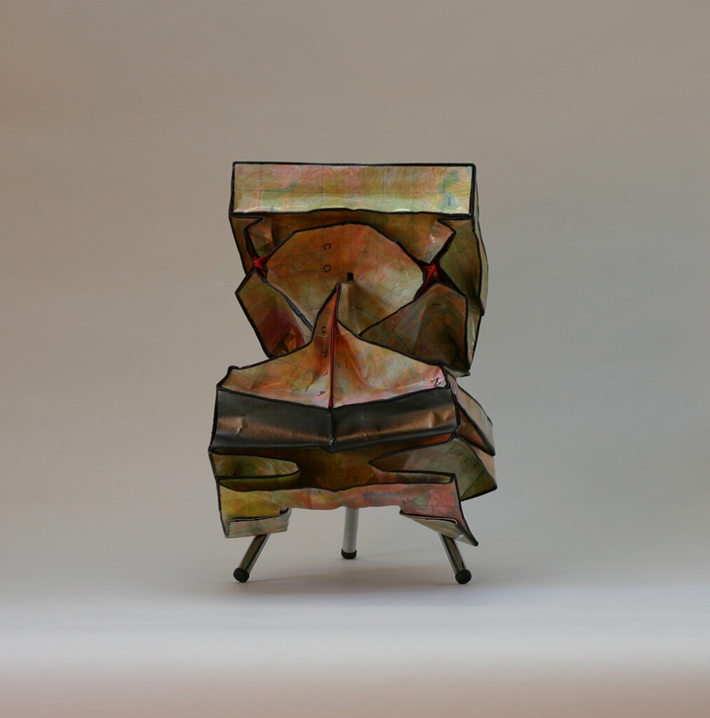 Acrylic paint, paper, aluminium foil 17 x 25 cm