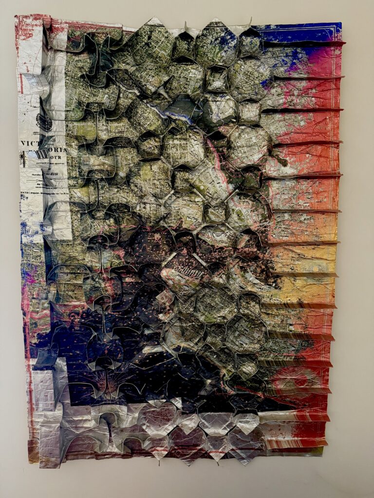 Then and Now Victoria Harbour Acrylic paint, paper, aluminium foil 110 x 80